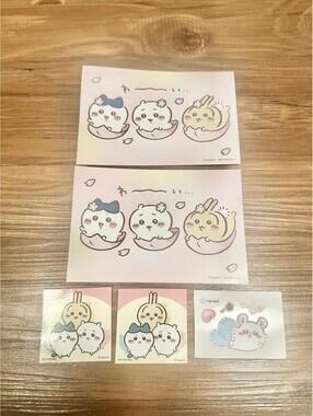 Chiikawa Park Spring Sakura Promo Novelties Set of 3 stickers and 2 postcards
